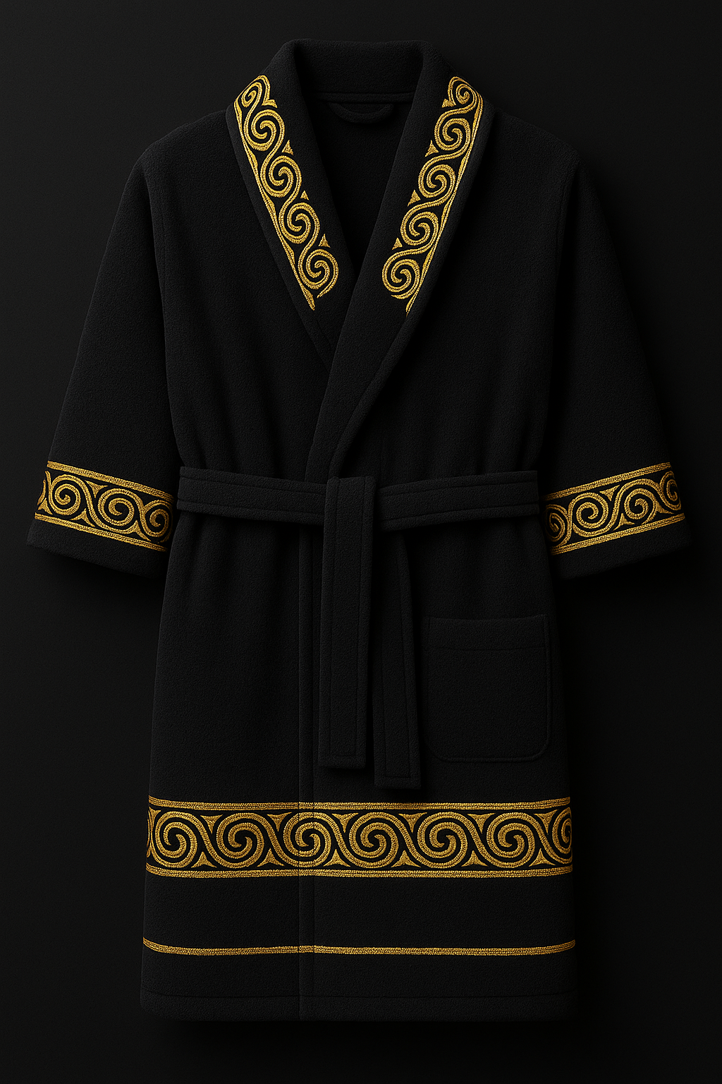 Siyah Altın İşlemeli Lüks Bornoz